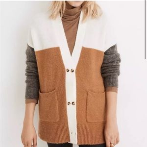 Madewell Allston Double-Button Cardigan Sweater in Colorblock